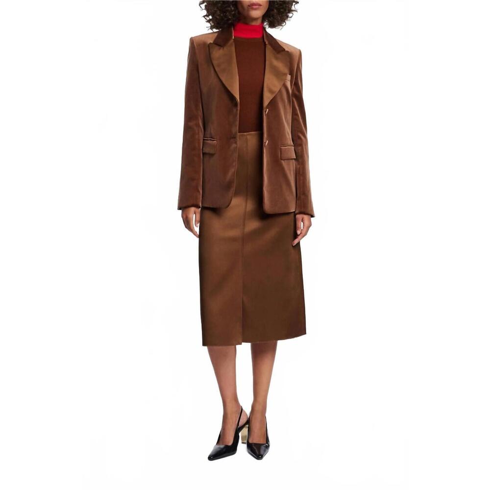 NEW DOROTHEE SCHUMACHER shiny statement midi skirt in terra